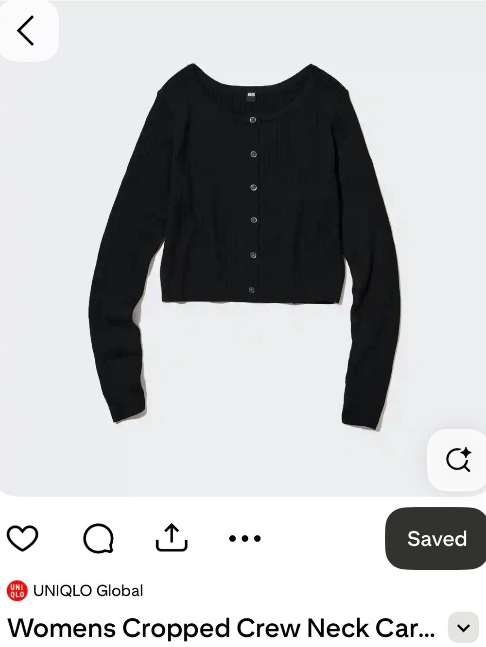 Uniqlo Cropped Crewneck Button-Up Cardigan - Set of 2 (Black & Navy)